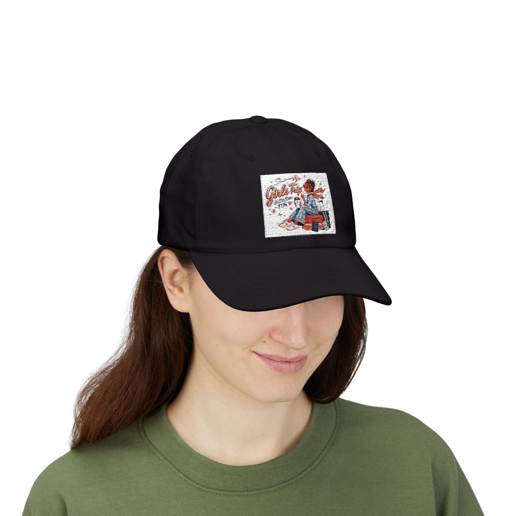 Vintage Travel Girl Embroidered Dad Cap