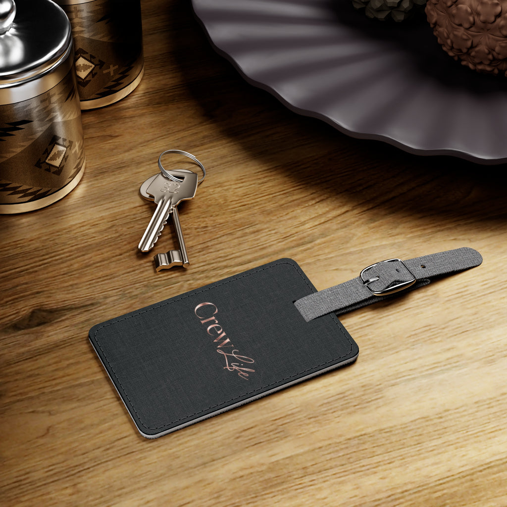 "Crew Life" Black Saffiano Rectangle Luggage Tag