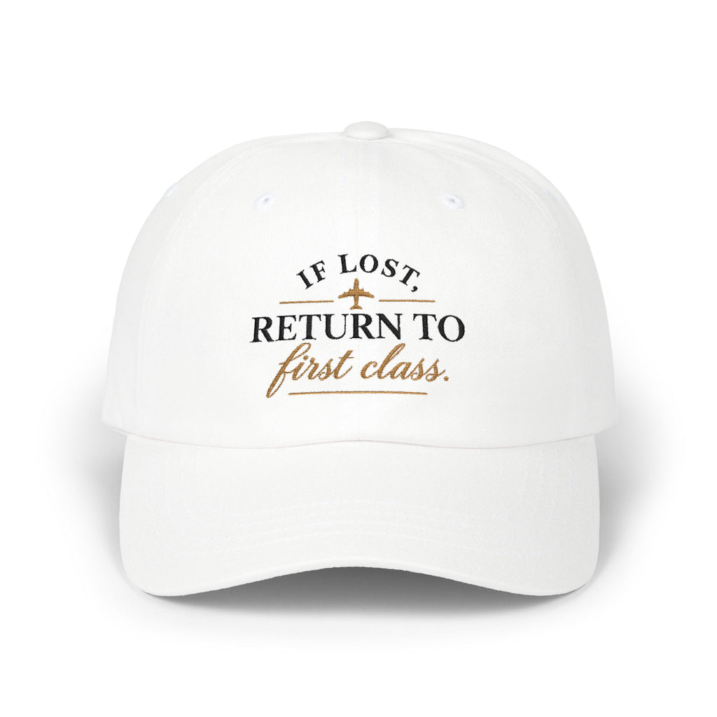 "If Lost, Return to First Class" Hat - White and Stone