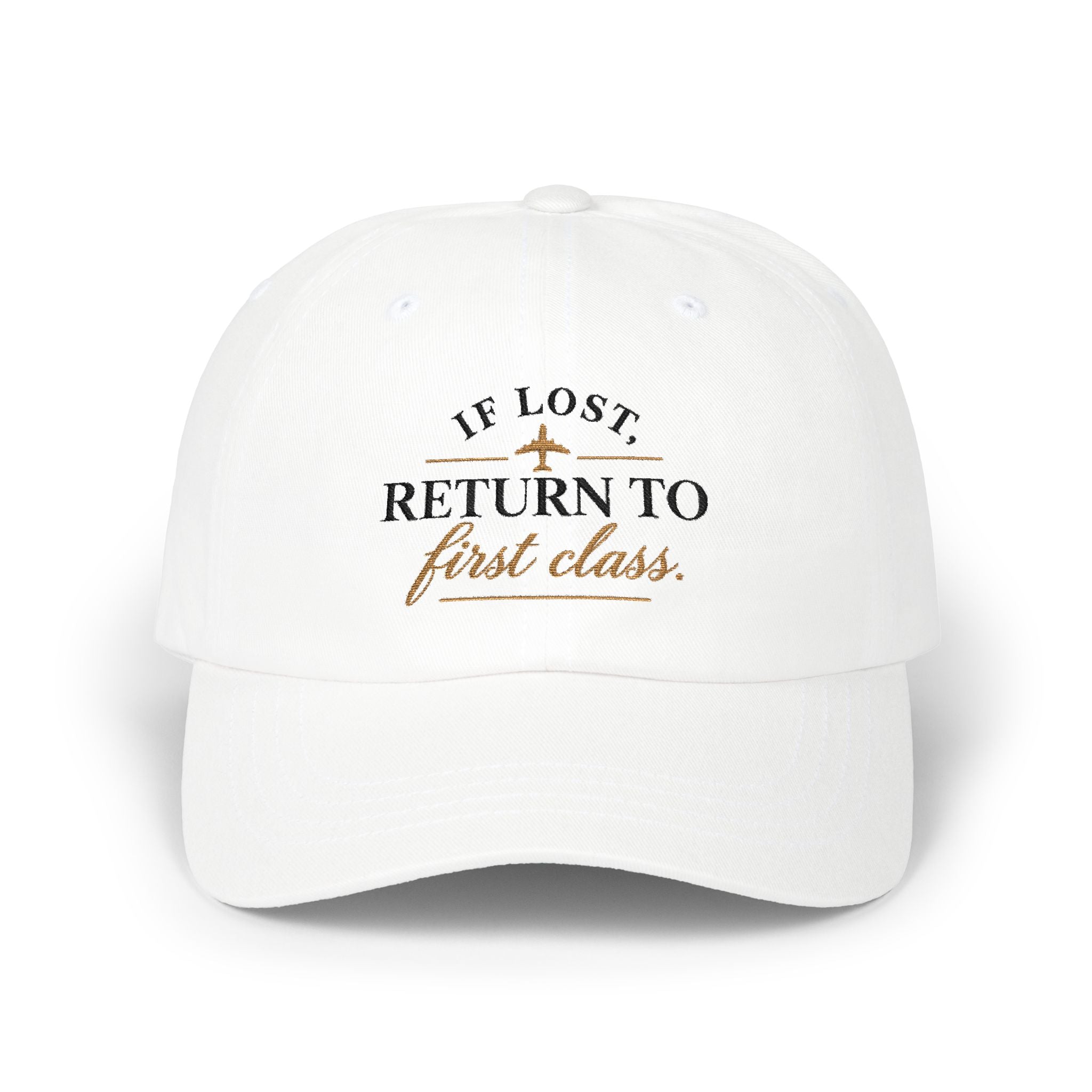 "If Lost, Return to First Class" Hat - White and Stone