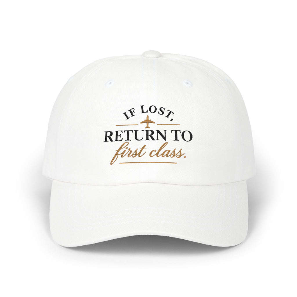 "If Lost, Return to First Class" Hat - White and Stone