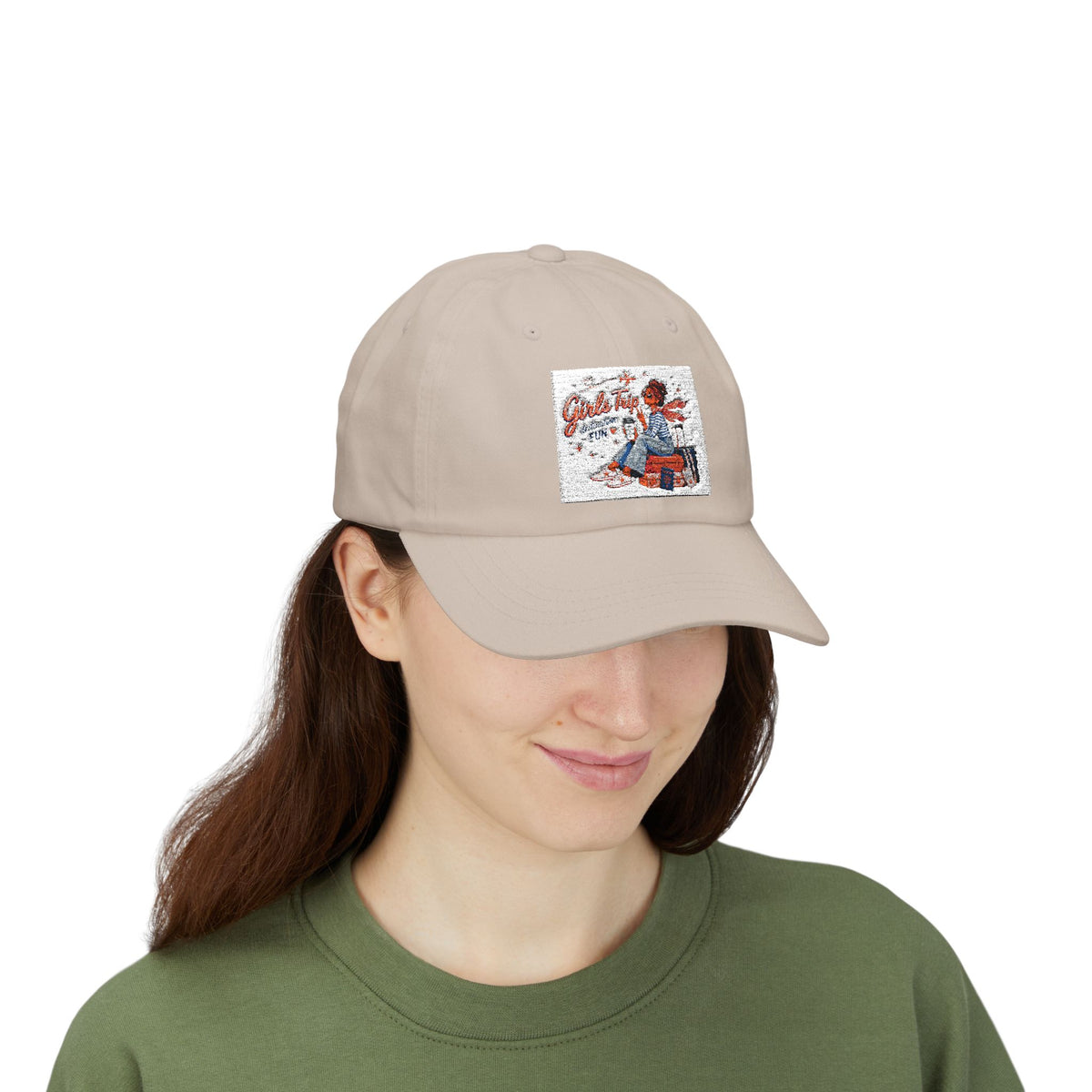 Vintage Travel Girl Embroidered Dad Cap