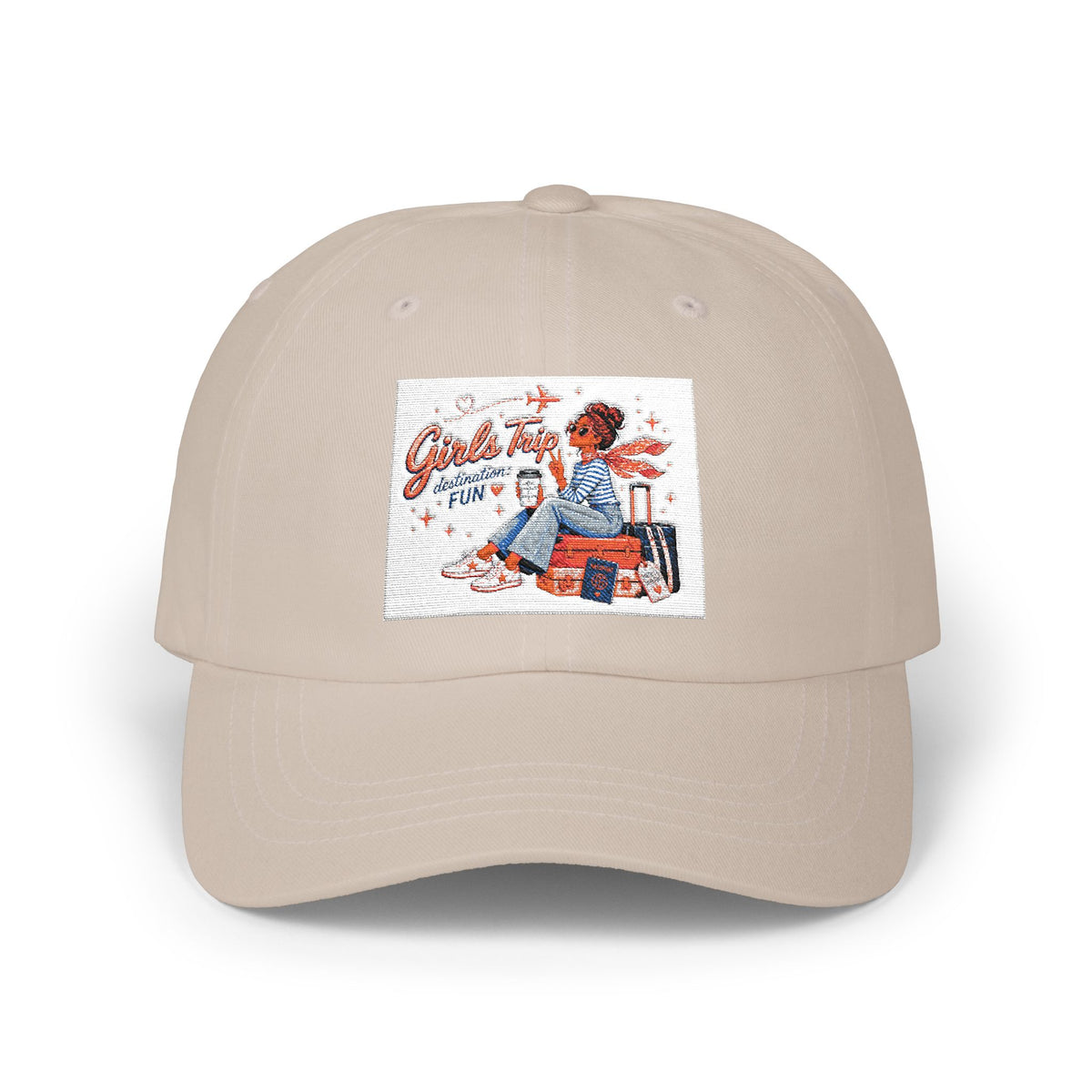 Vintage Travel Girl Embroidered Dad Cap