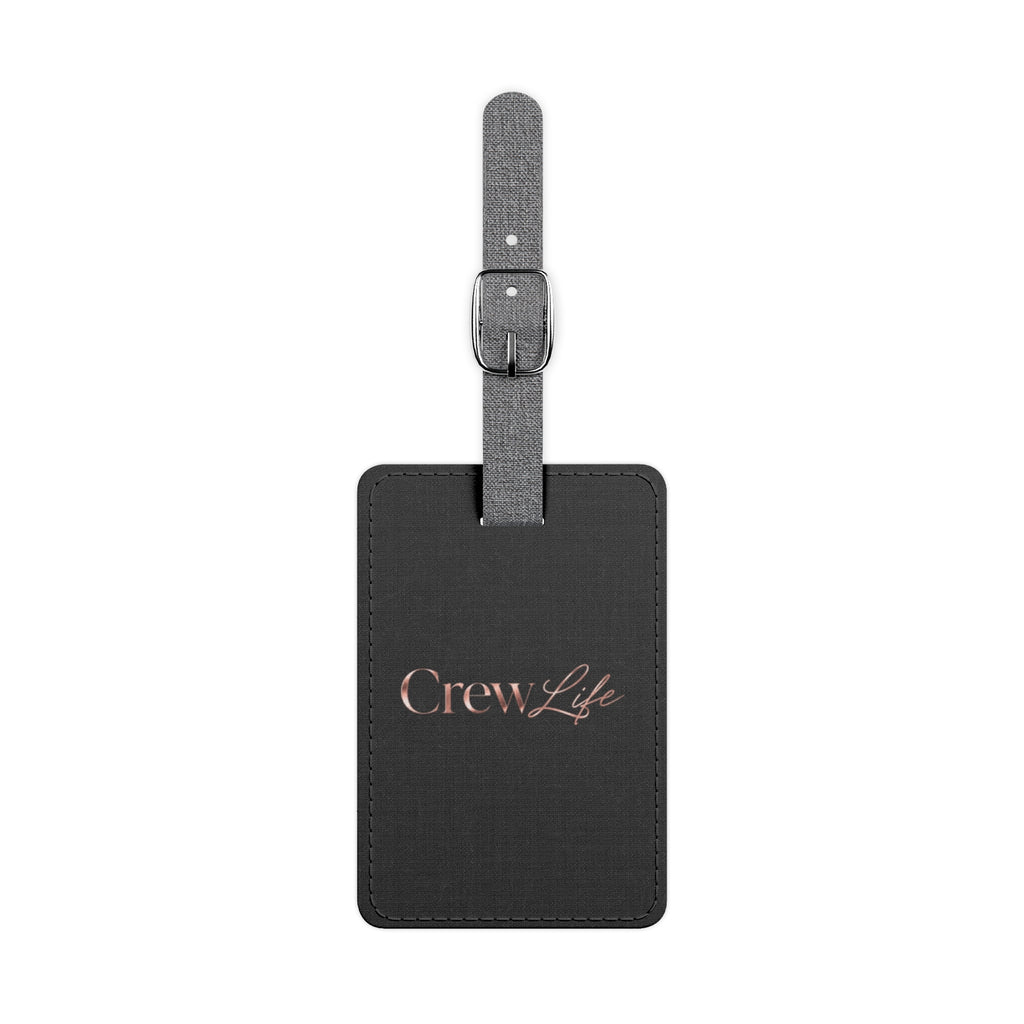 "Crew Life" Black Saffiano Rectangle Luggage Tag