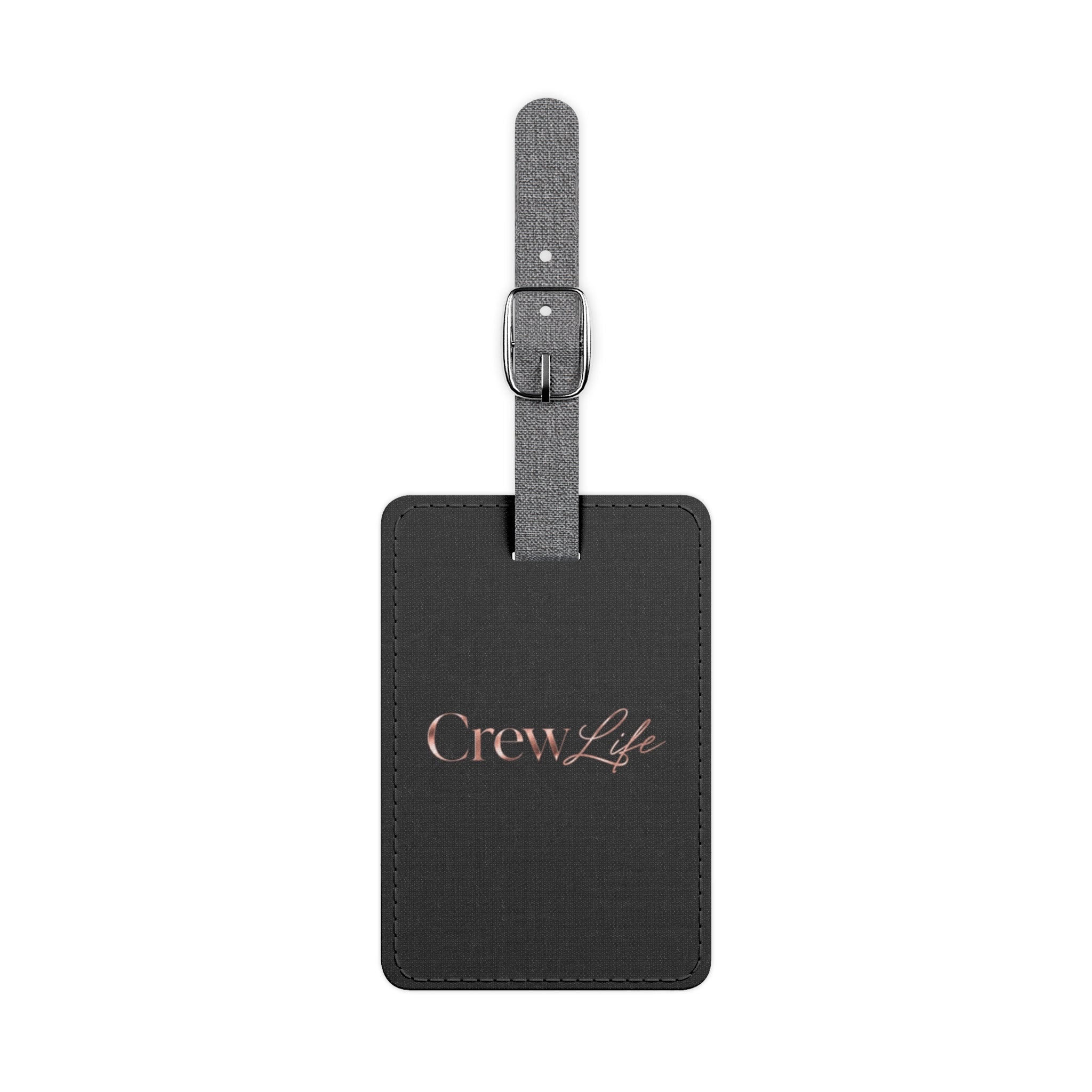 "Crew Life" Black Saffiano Rectangle Luggage Tag