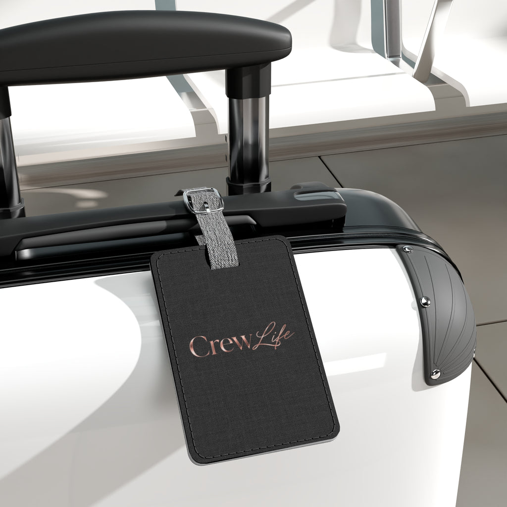 "Crew Life" Black Saffiano Rectangle Luggage Tag