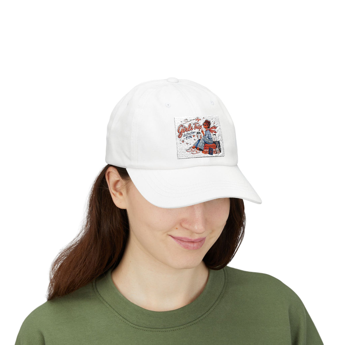 Vintage Travel Girl Embroidered Dad Cap
