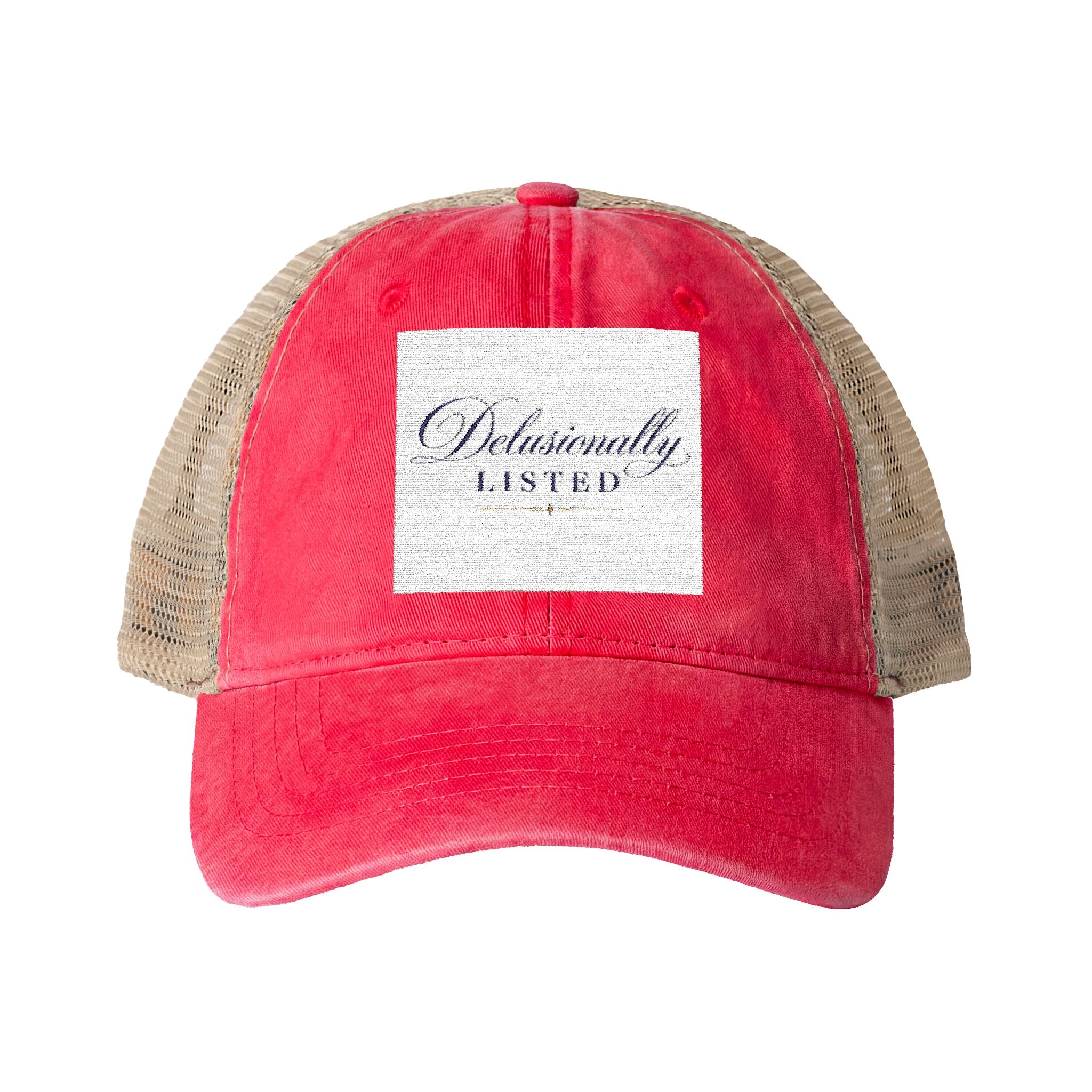 "Delusionally Listed" Women's Washed Mesh-Back Cap