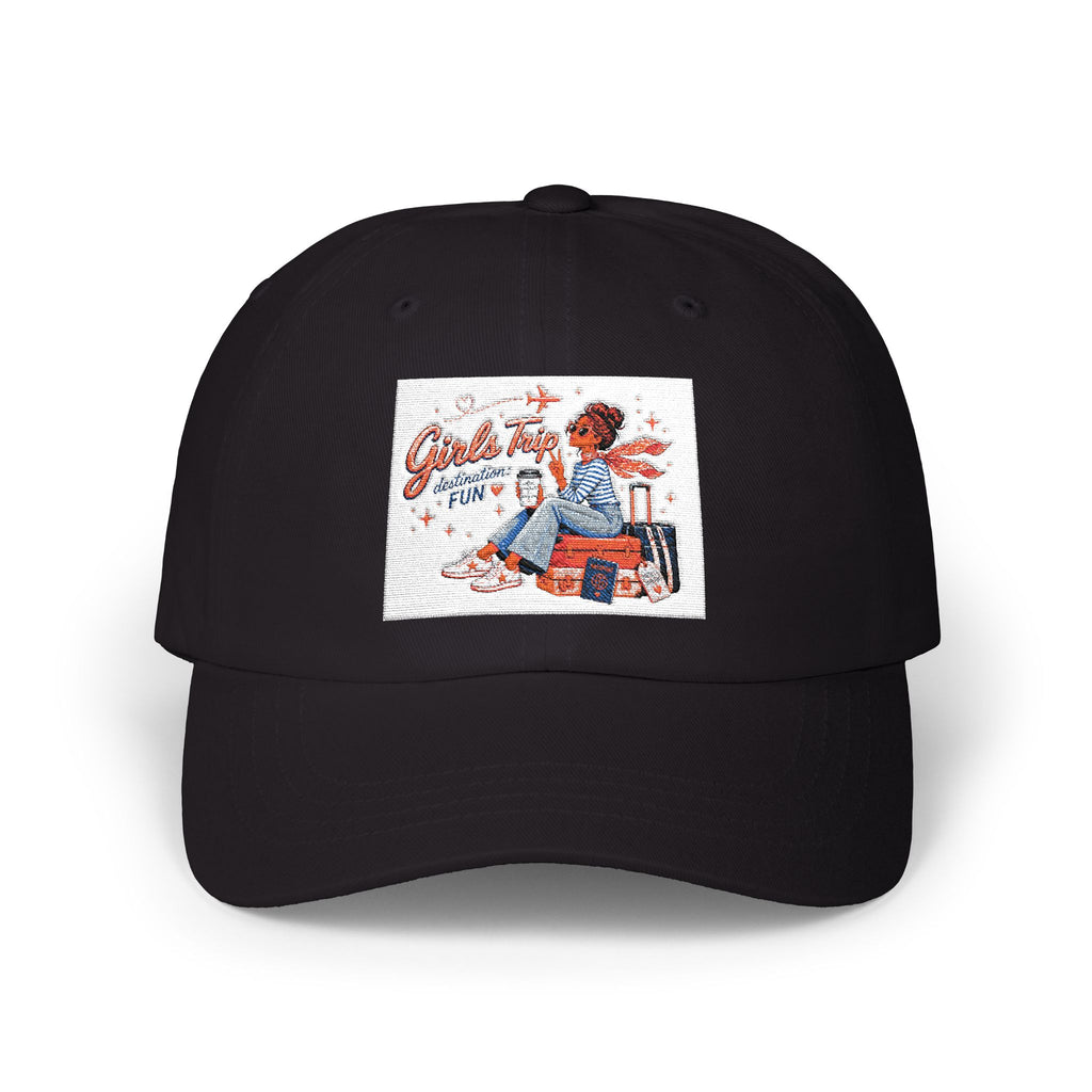 Vintage Travel Girl Embroidered Dad Cap