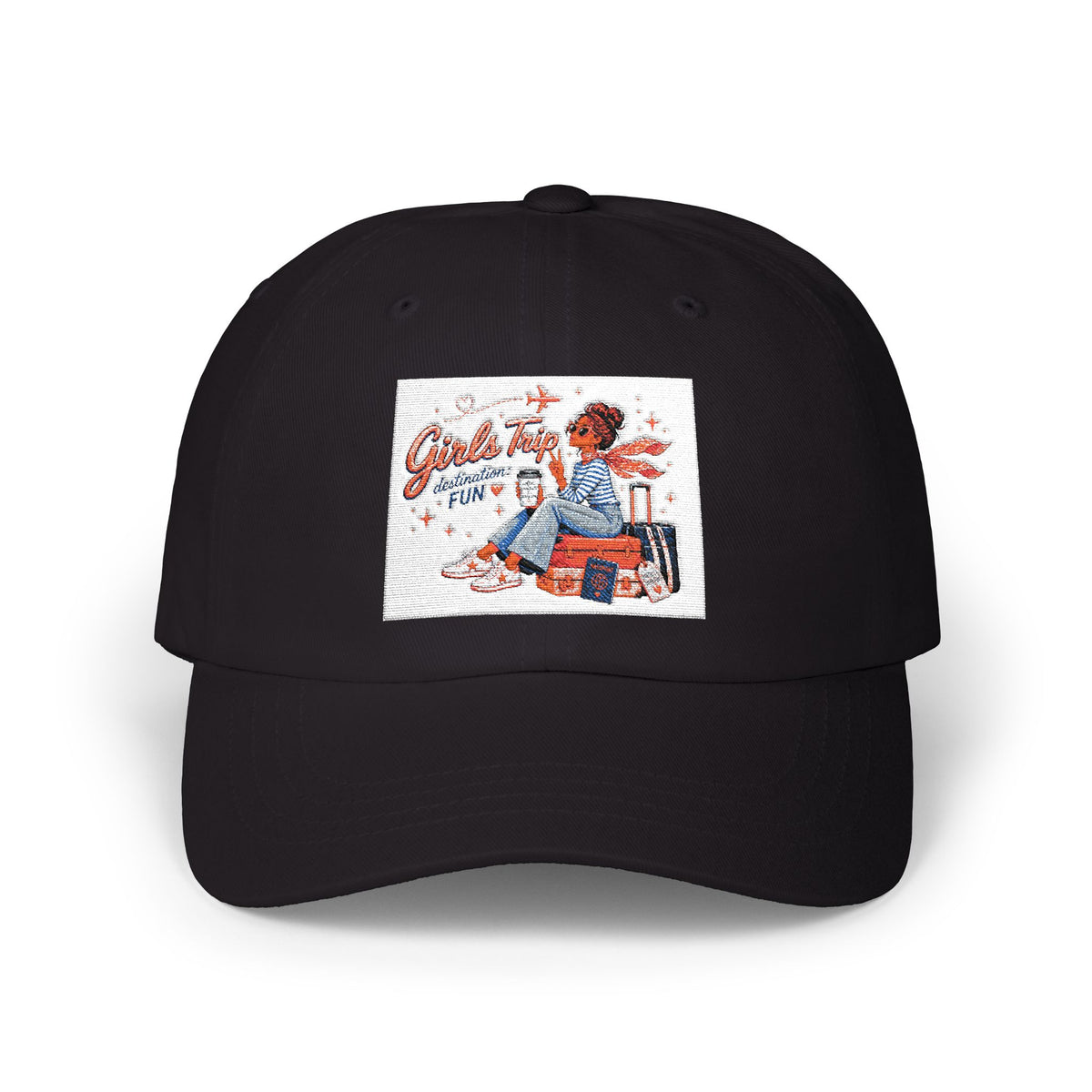 Vintage Travel Girl Embroidered Dad Cap