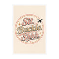 Sit Buckle Shhh Vinyl Decal — Retro Travel Safety Sticker
