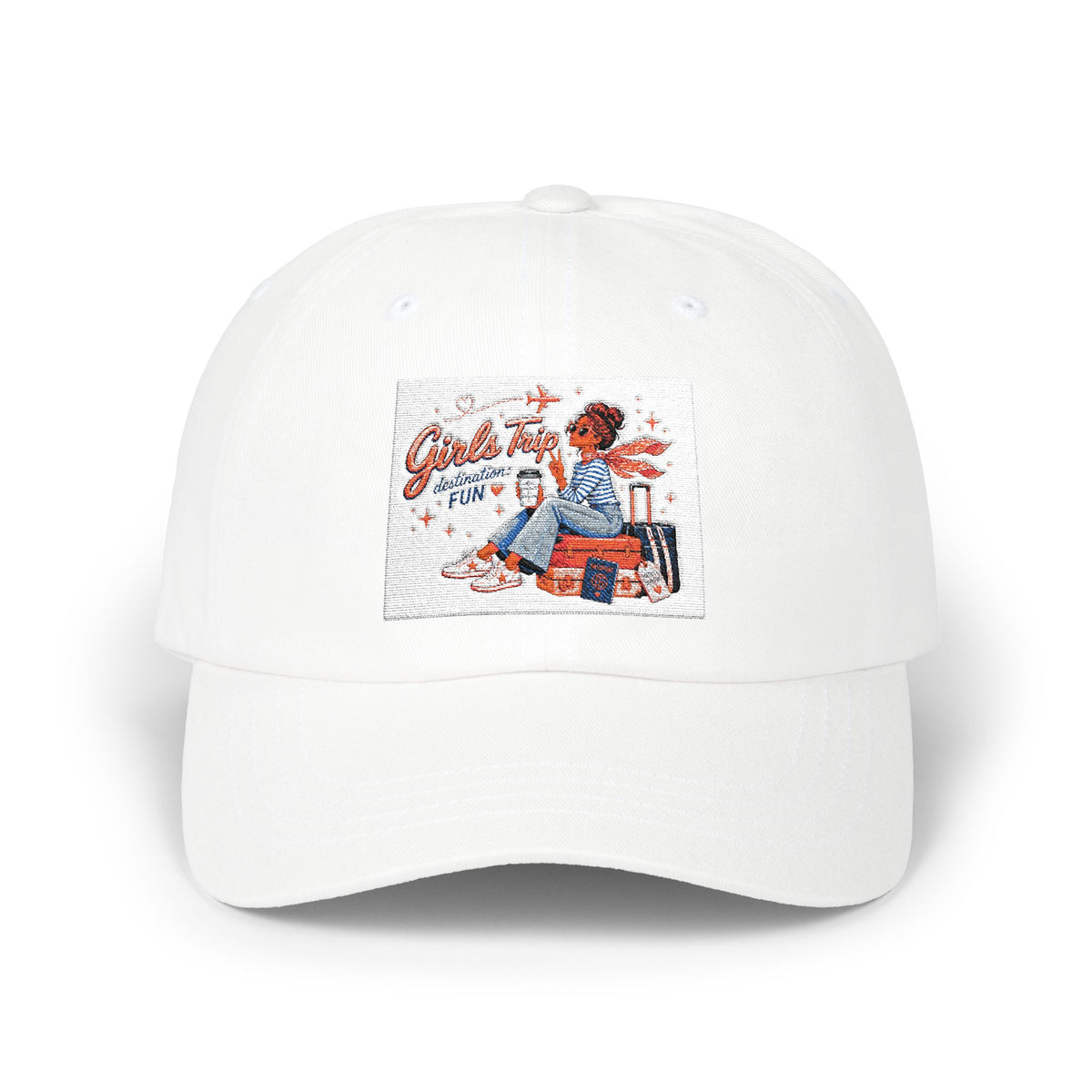 Vintage Travel Girl Embroidered Dad Cap