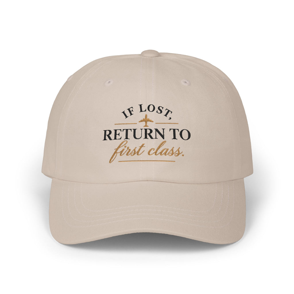 "If Lost, Return to First Class" Hat - White and Stone