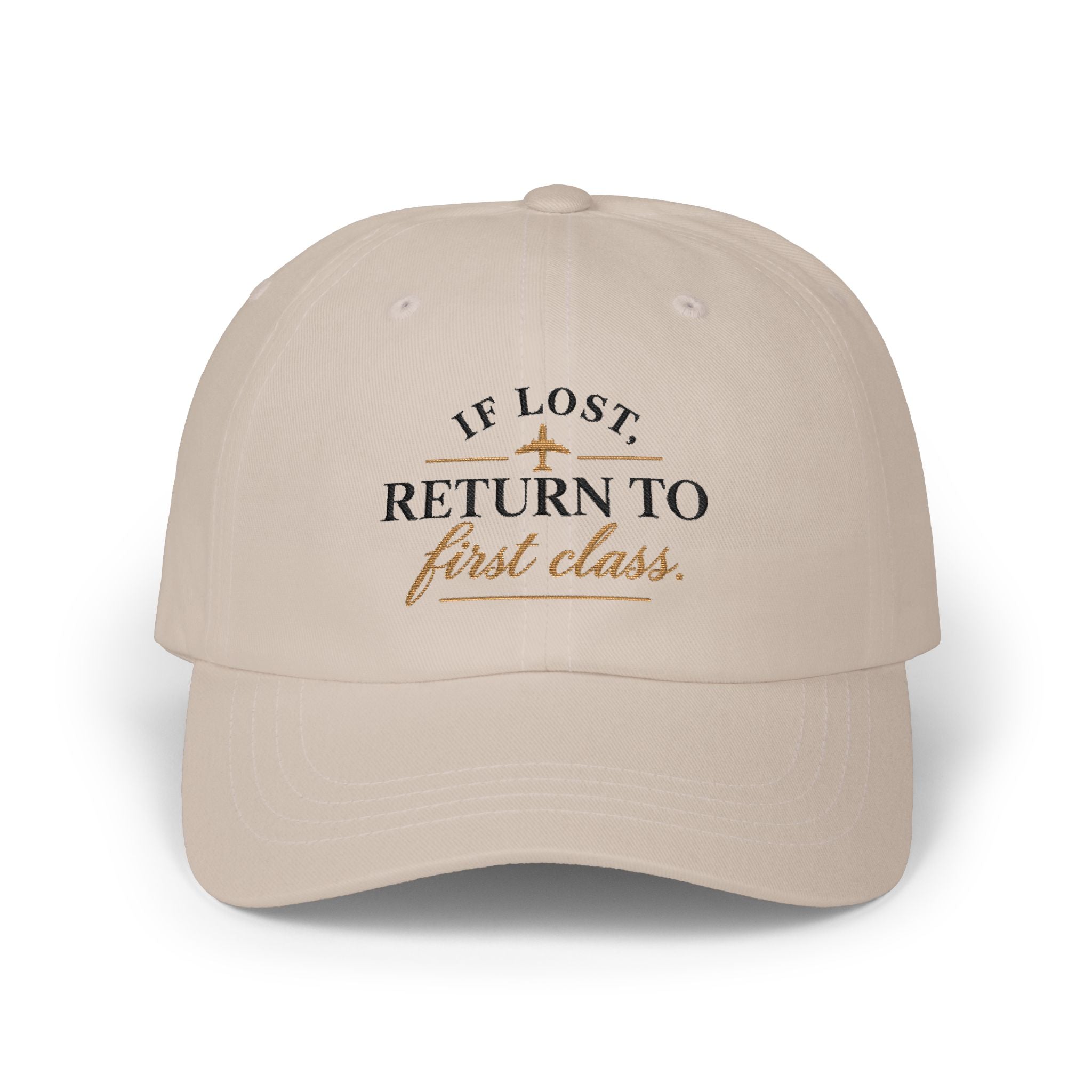 "If Lost, Return to First Class" Hat - White and Stone