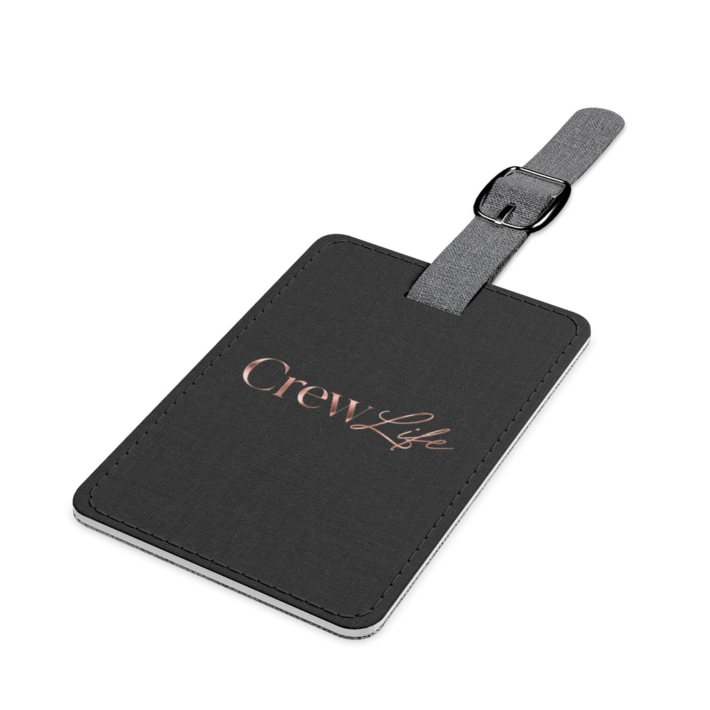 "Crew Life" Black Saffiano Rectangle Luggage Tag