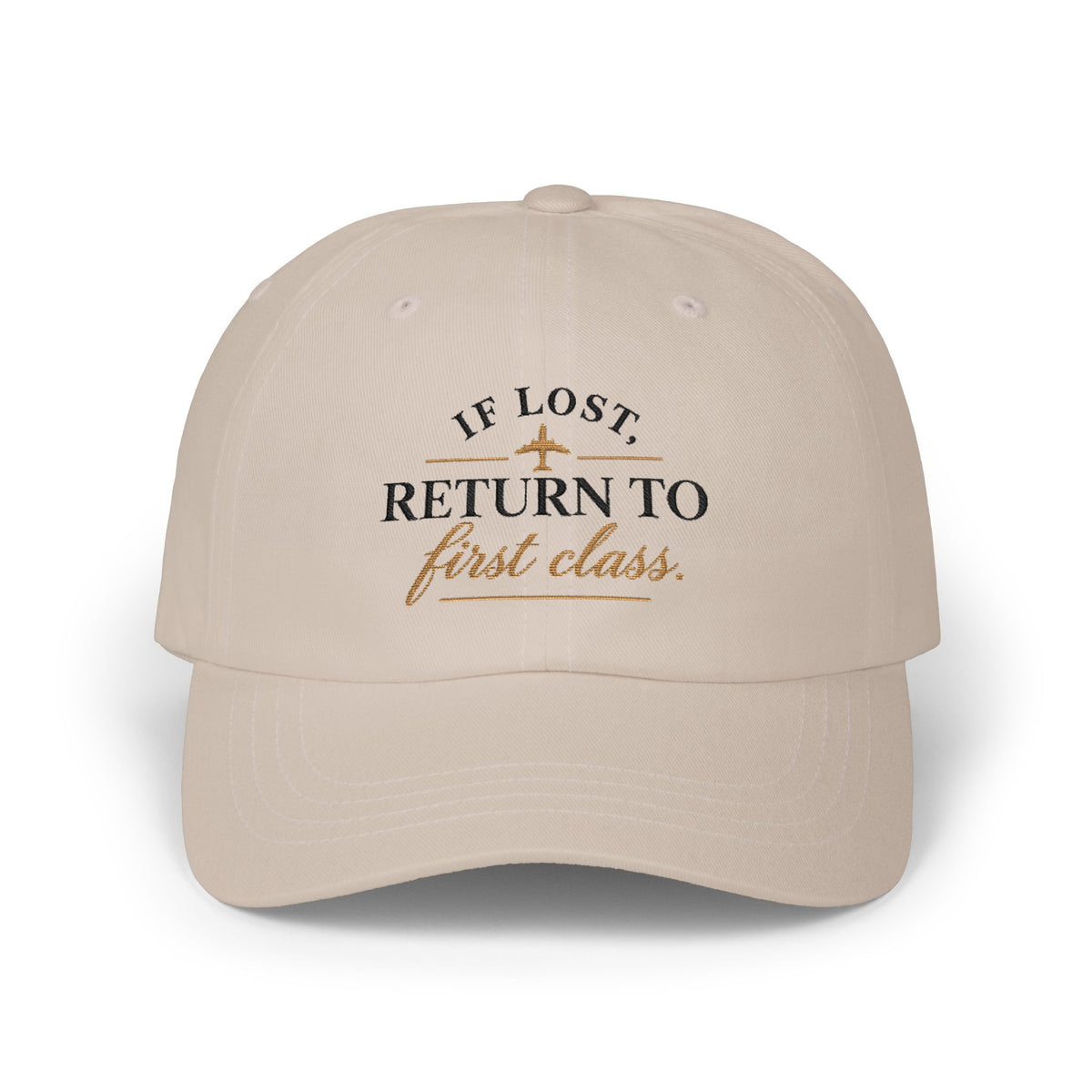 "If Lost, Return to First Class" Hat - White and Stone