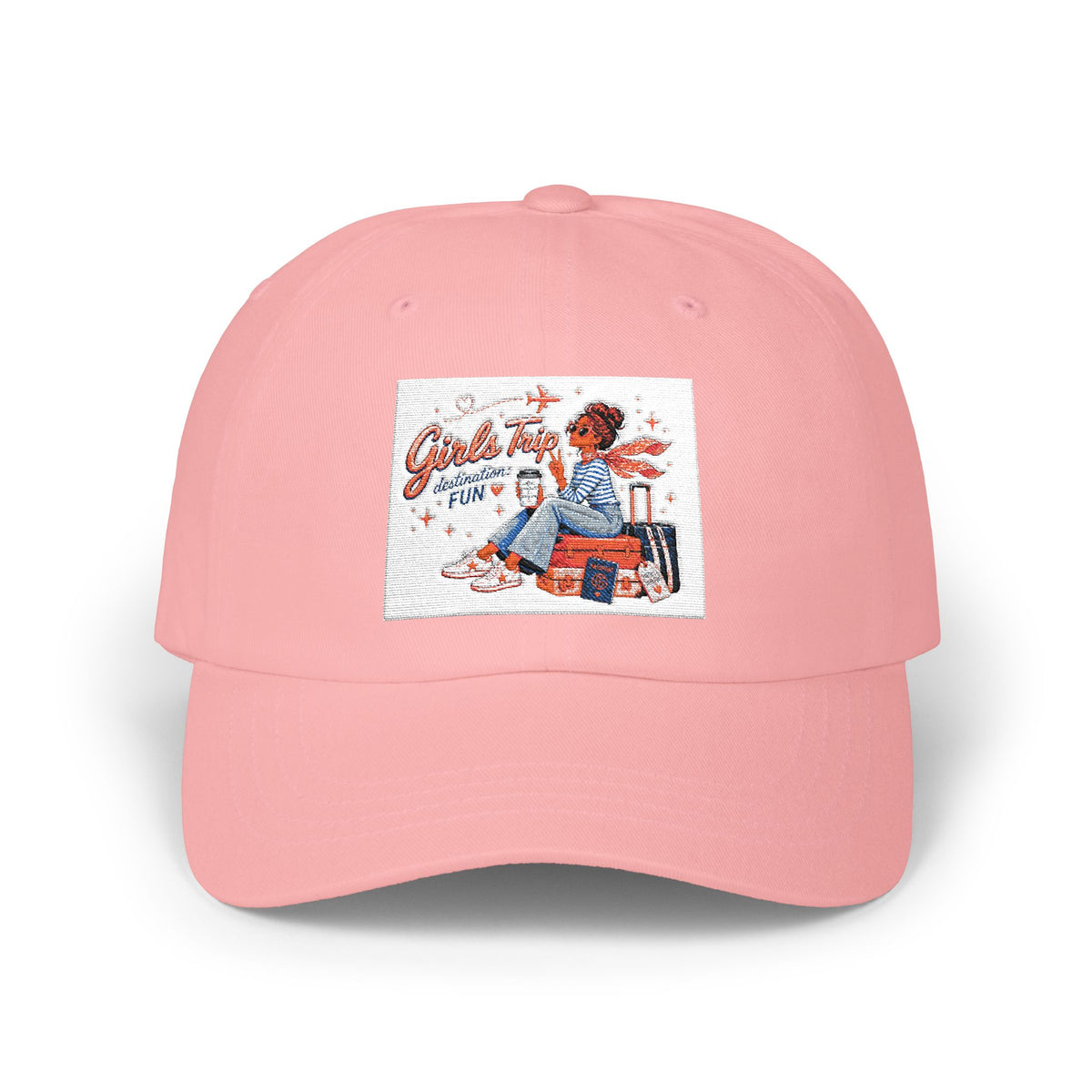 Vintage Travel Girl Embroidered Dad Cap